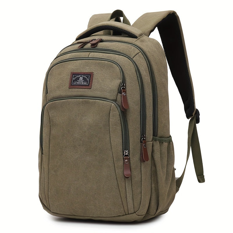 Men's Lightweight Canvas Travel Backpack with Laptop Compartment