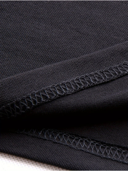 Men's Turn- Collar 95% Cotton 5 Spandex Embroidered T-Sshirt Short Sleeve Comfortable Breathability - ayq