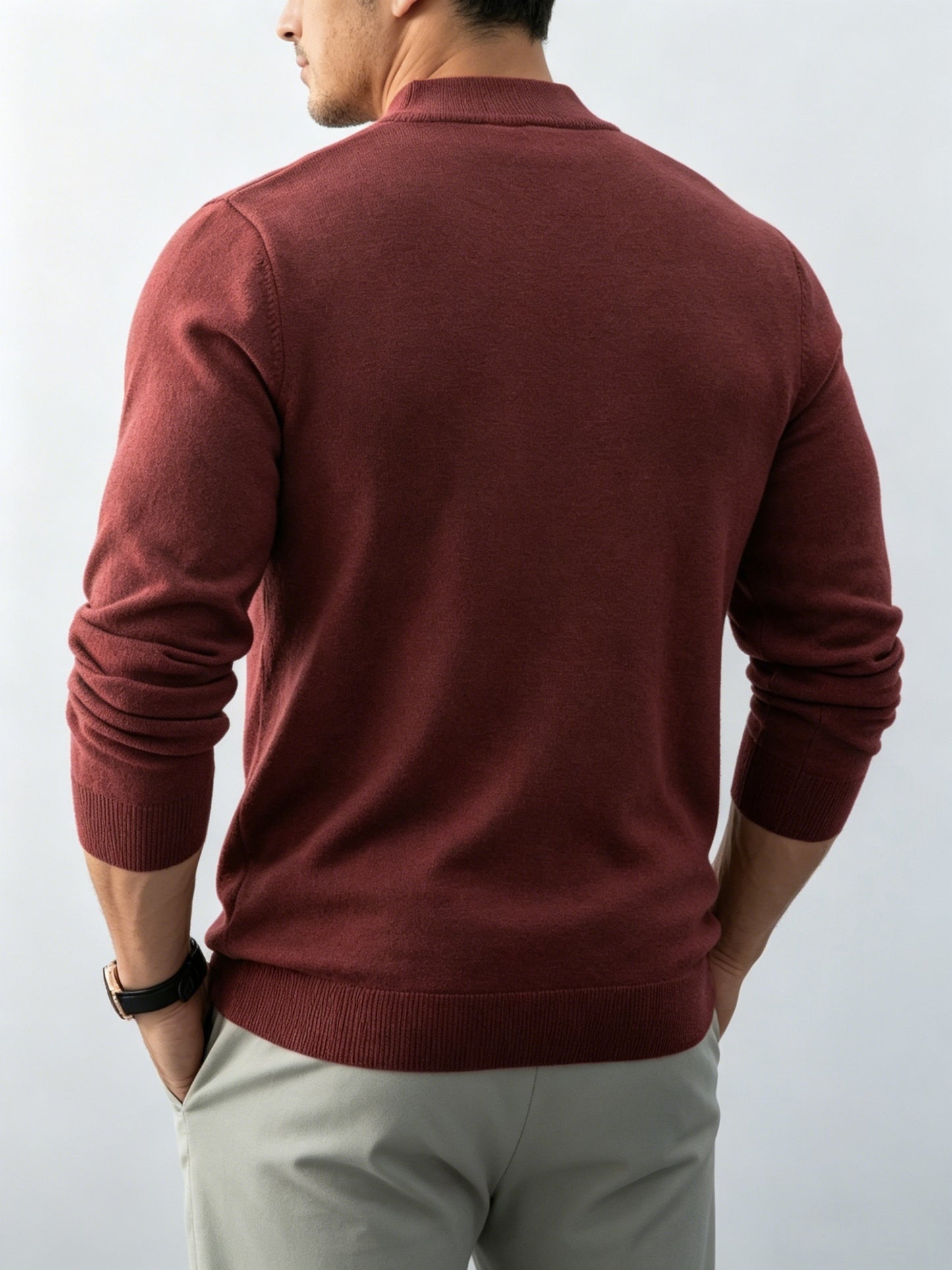 Men's Stand Collar Knit Cardigan Full-Zip Casual Fall Sweater
