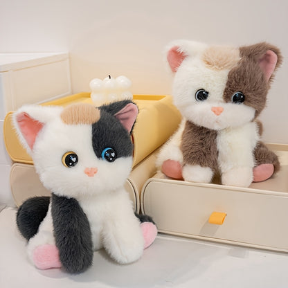 Adorable Plush Toy of a Calico Cat, Soft And Fluffy, Perfect for Gifts During The Holidays Or As Home Decoration.