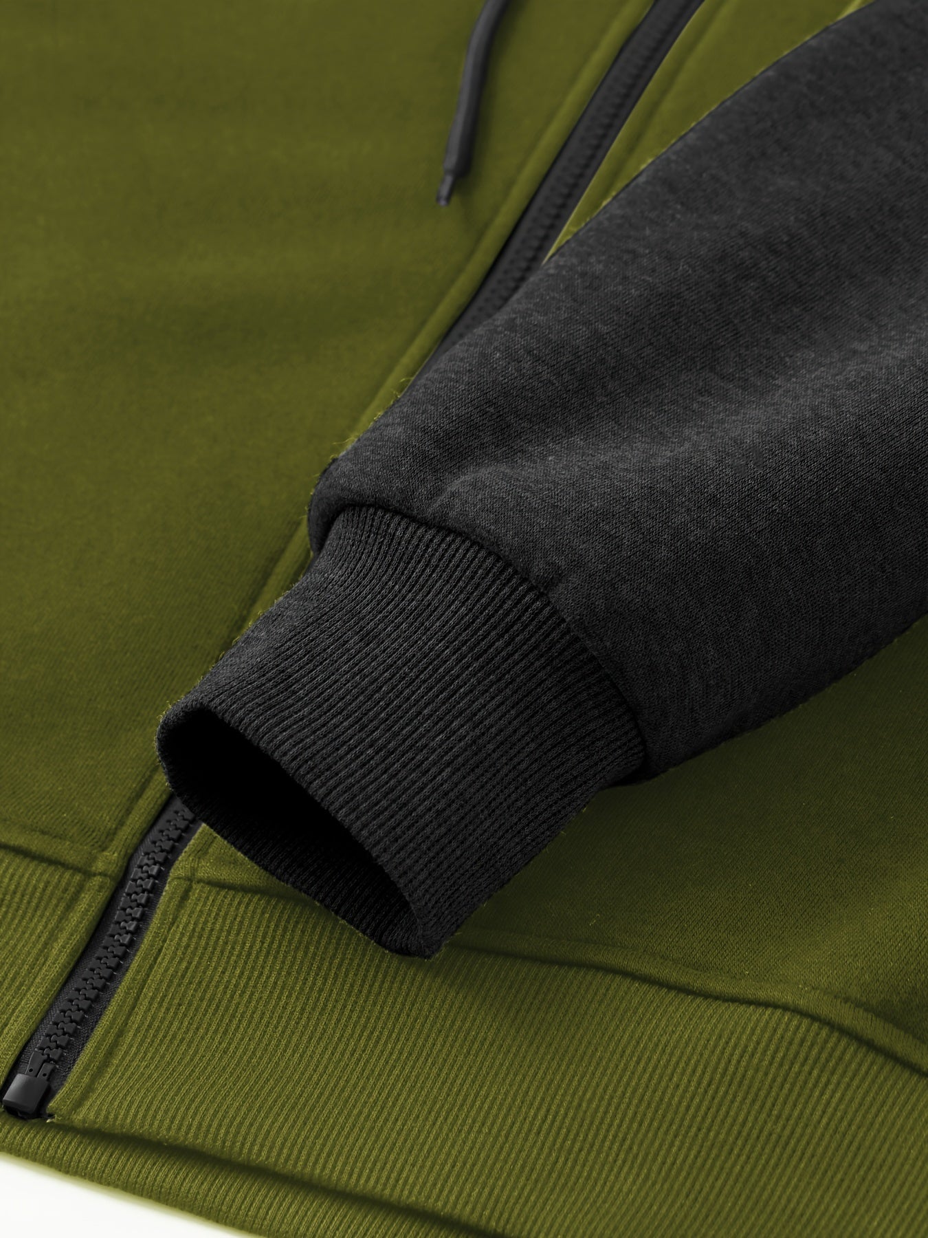 Men'S Casual Sports Hoodie Two-Piece Set with a Color-Blocked Design, Featuring a Zip And Drawstring Waist, Suitable for Jogging in All Seasons