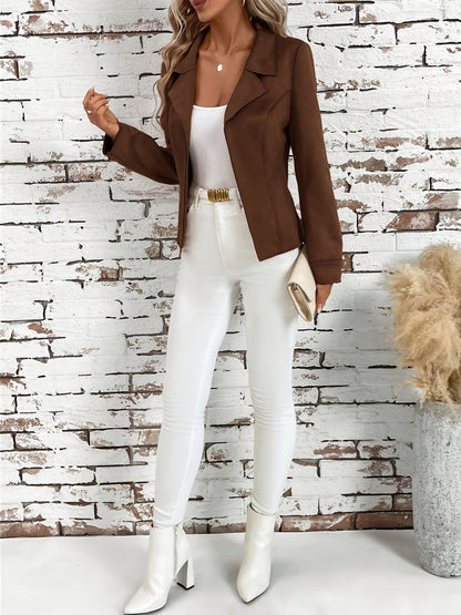 Women'S Elegant Blazer Jacket - Notch Lapel Business Coat, Structured Fit Jacket for Office, Formal Events & Everyday - Chic Professional Outerwear in Brown/Black/Gray/ - Spring/Fall Women'S Clothing, Office Wear, Sophisticat