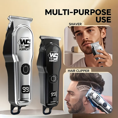 1 Men's Wireless Hair Clipper & Beard Trimmer with LCD Display, Professional USB Rechargeable Grooming Kit - Durble and Portatile for Father' Day/Birthday or Holiday Presents - ayq