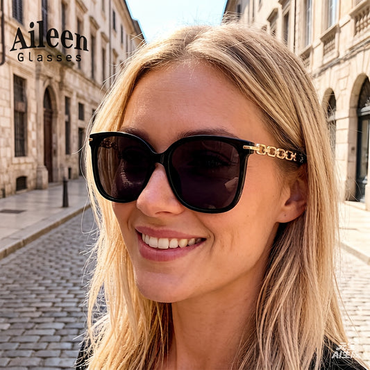 Aileen Oversized Polarized Sunglasses with Aluminum Frame