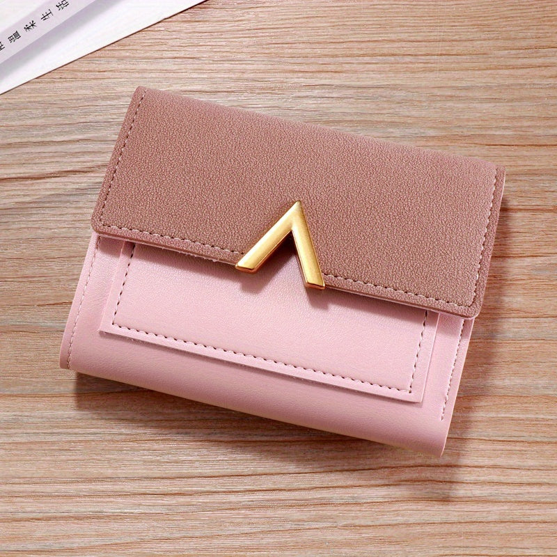 Women's Compact Tri-Fold Wallet - Short Fake Handbag with Snap Closure, Slim Card Holder & Cash Pocket, Casual Everyday Clutch for Smartphones (for women) - Asian Style Purse