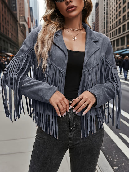 Plus Size, Women's Plus Size Elegant Long Jacket Coat - Soft Formal Lapel collar, All-Season Chic Outerwear for Office, Party, Everyday - Plus Friendly Elegant Jacket for Women, Party Attire, Suedelike Texture, Fuzzy Textured