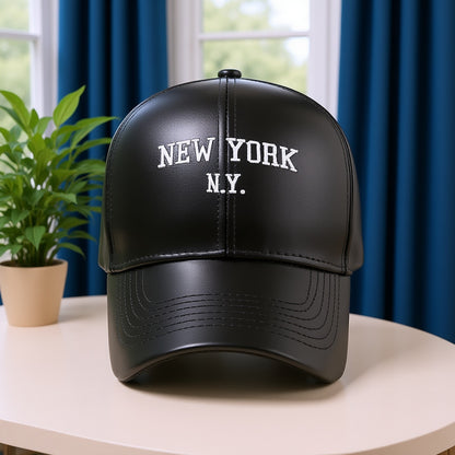 Unisex PU Leather Baseball Cap Adjustable Breathable Style