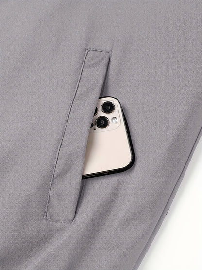 Men's Baseball Jacket - All-Season Zip-Up Coat with Zippered Pockets, Machine Washable Outerwear for Casual & Formal Events - Navy Jacket, Sleek Appearance