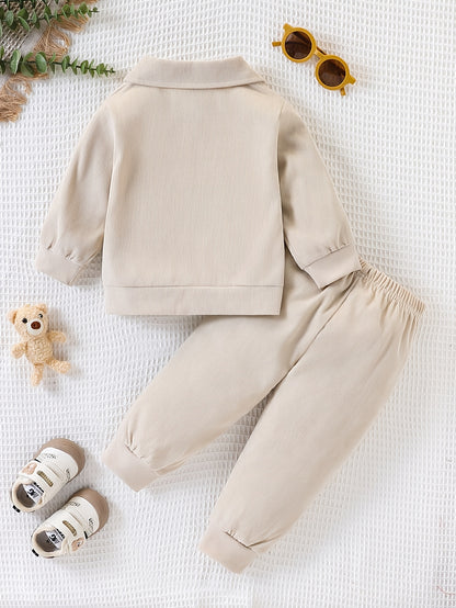 Toddler Boys' Corduroy Shirt Jacket and Pants Set for Spring/Fall - ayq