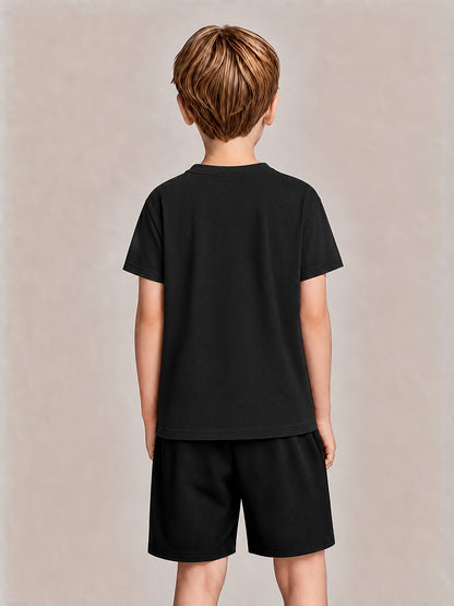 Boys' Cotton Casual T-Shirt & Shorts Set for Spring Summer