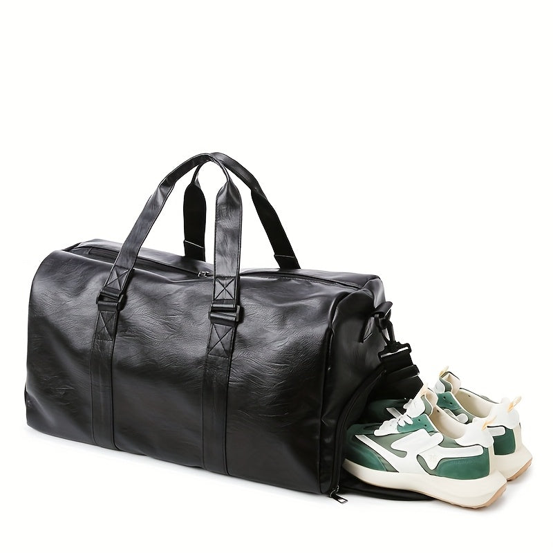 Large Capacity Lightweight Durable Business Travel Bag - Black Polyester Gym Duffel with Adjustable Shoulder Straps & Zipper Closure for Commuting, Weekend Trips, Daily Commute, Commuting Essentials, Minimalist Design, Reinfo