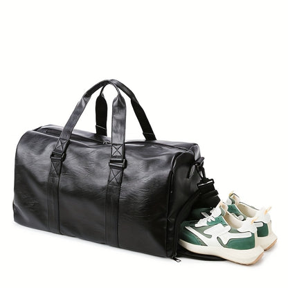 Large Capacity Lightweight Durable Business Travel Bag - Black Polyester Gym Duffel with Adjustable Shoulder Straps & Zipper Closure for Commuting, Weekend Trips, Daily Commute, Commuting Essentials, Minimalist Design, Reinfo
