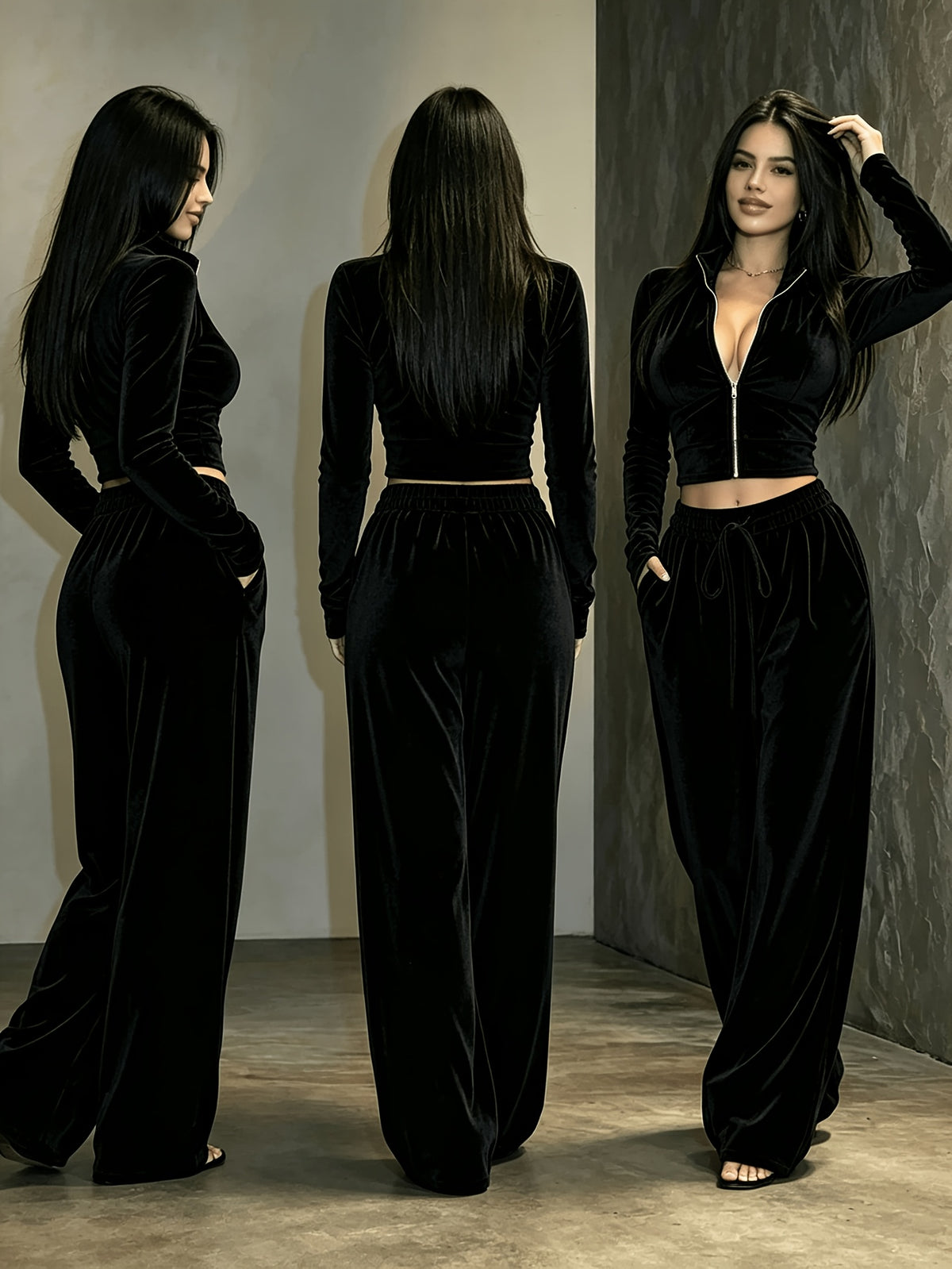 Women’s Casual Autumn Winter Two-Piece Lace-Up Waist Set