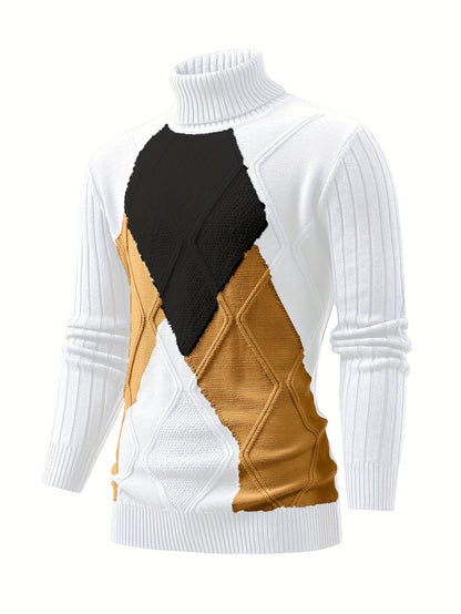 New Fashion Men'S Pullover with Color-Blocked Knitted Long Sleeves from Tie Mu Zhen OBM.