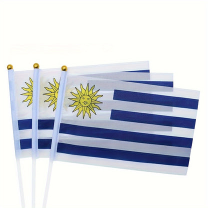 Polyester Handheld Flags Pack with 10 Uruguayan Flags for Outdoor Use