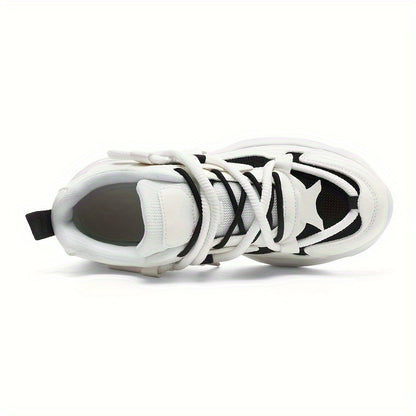Men's Breathable Sneakers in White - Casual  Sporty Lace-Up Running Shoes with EVA Sole