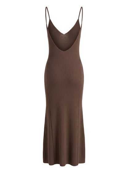 Elegant Backless V-Neck Bodycon Sweater Dress for Women
