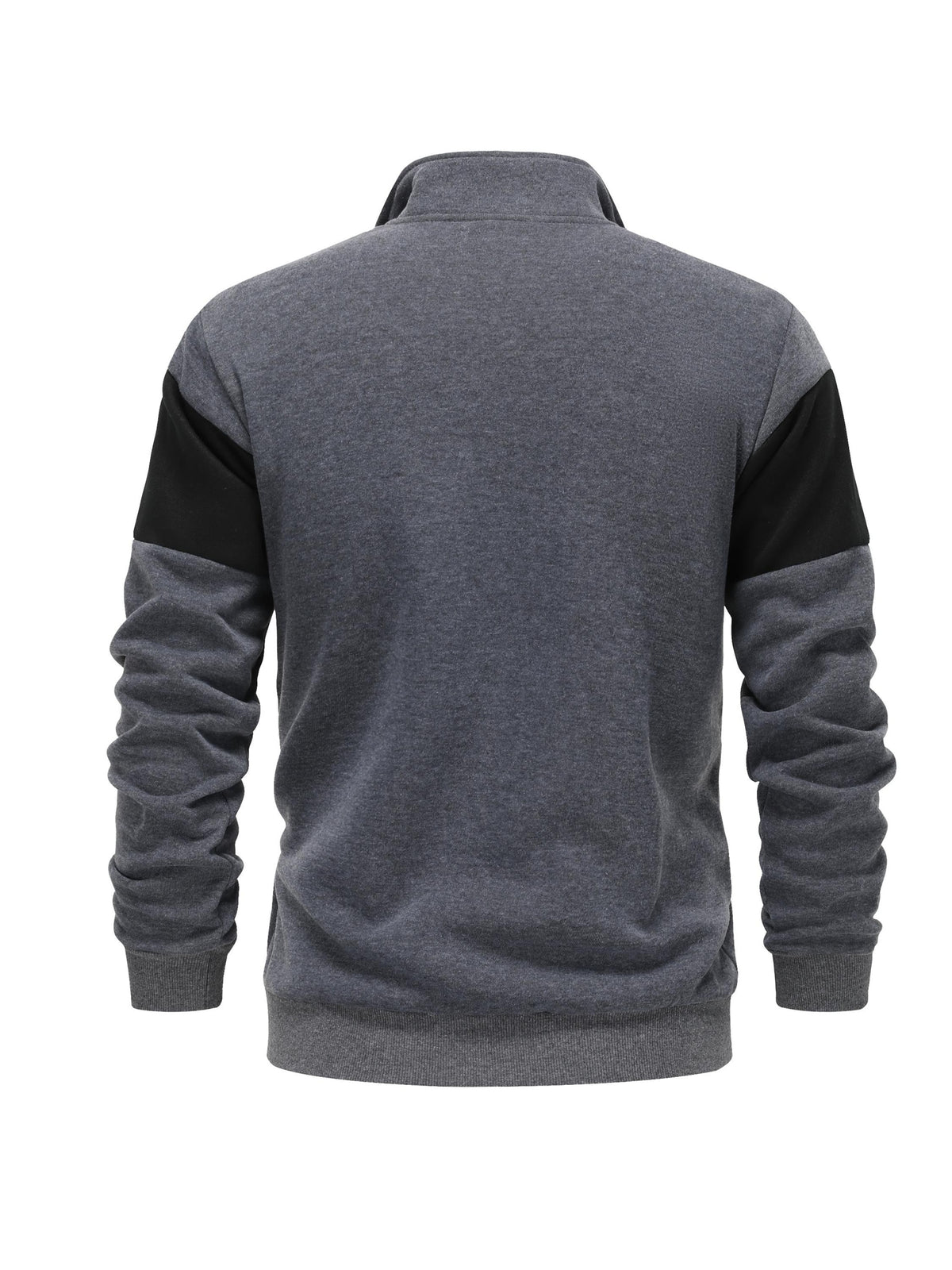 Men's Casual Stand Collar Zip-Up Fleece Jacket with Color Block