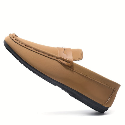 Men's PU Round-Toe Casual Loafers, Light and Comfortable