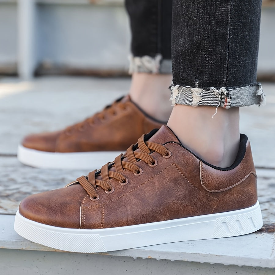 Men's Solid Color Casual Lace-Up Loafers for All Seasons