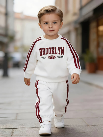 Baby Boy Fall Winter Fleece Sweatshirt & Sweatpants Set