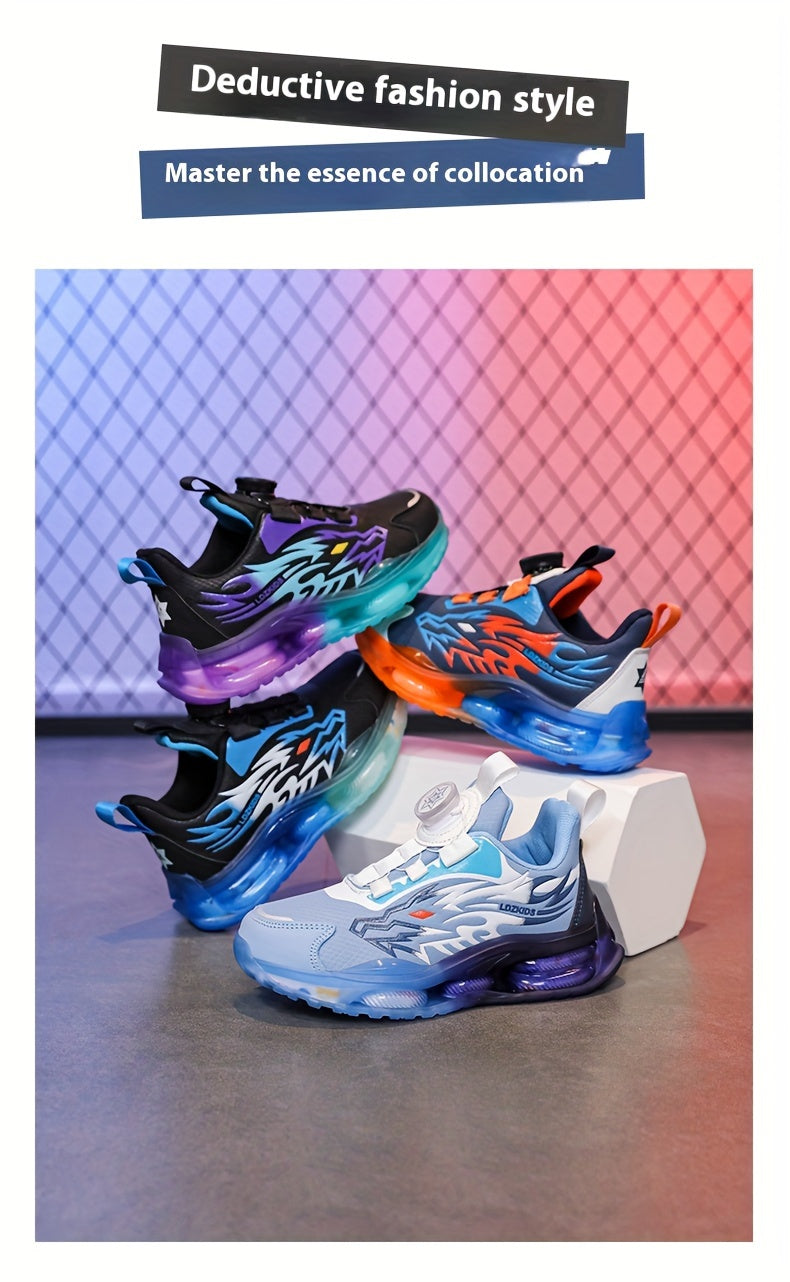 boys' High Quality Faux Sneakers - Rotating Buckle, Breathable & Non-Slip for Boys & Girls - Perfect for Running & Casual Attire dragon school day