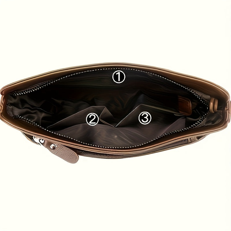 1pc Large Capacity Men'S Shoulder Bag - Adjustable Crossbody Sling with Multiple Compartments, Brown Business  Casual Bag for Work, Travel, Everyday Use - Unique Gift for Him, Birthday, Christmas, Work Shoulder Bag, Sophisti
