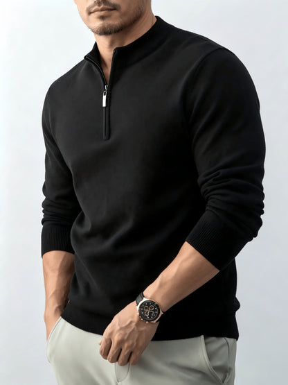 Men's Fall/Winter Half-Zip Stand Collar Knit Pullover Sweater