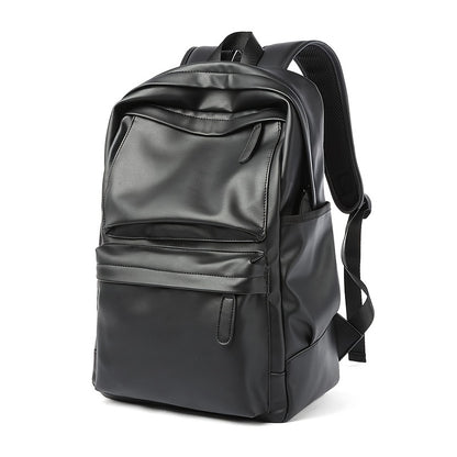 Men's Casual PU Leather Backpack with Laptop Compartment