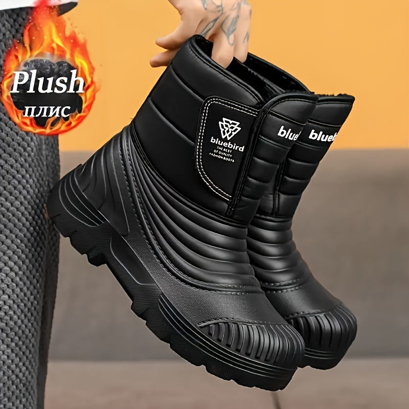 1pr Unisex Winter Warm Snow Boots, Casual Sports Outdoor Style, Short Boot with Magic Tape Closure, EVA Upper, Fabric Lining, Rubber Sole, Comfortable Hiking & Leisure Footwear for Men and Women