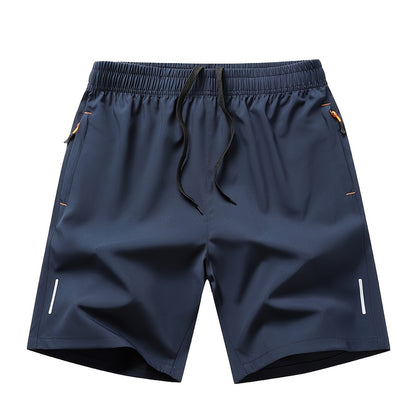 Men'S Ice Sliky Fiber Fabric Running Shorts - Breathable, Wrinkle-Resistant Athletic Shorts with Drawstring Waist & Zipper Pockets for Gym, Tennis, Skateboarding, Yoga, Gym Shorts, Yoga Apparel, Sporty Style, Antislip Constru