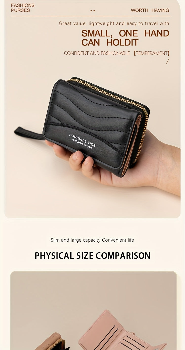 New Women's Fashion Minimalist Foldable Coin Purse with Clasp Design, Large Capacity, 6 Colors Available
