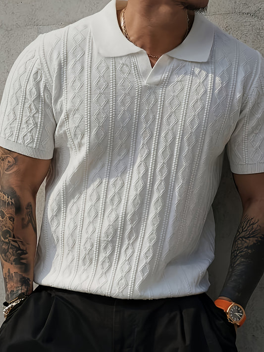 Men's Slim Fit Knit T-Shirt - Contrast Color Design, Breathable Stretch Fabric, Machine Washable Summer Casual Outdoor Sportswear for Men  Teens, T-shirt Stylish, Versatile Top, Modern Fashion, Durable Construction, Short Sl