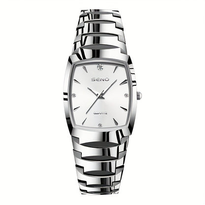 Men's Retro Square Business Watch with IPX7 Waterproof Alloy Strap