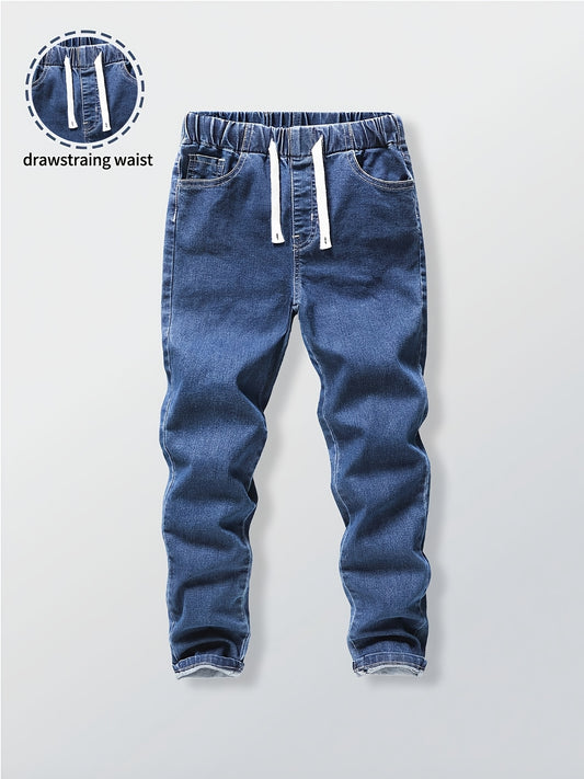 Boys' Slim Fit Denim Jeans with Adjustable Drawstring Waist