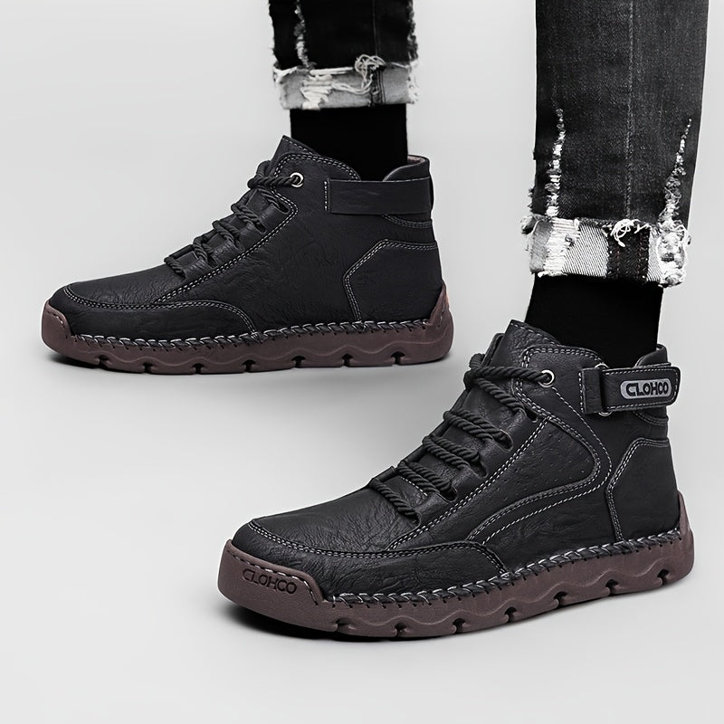 Men's Business Casual High-Top Boots with Rubber Sole