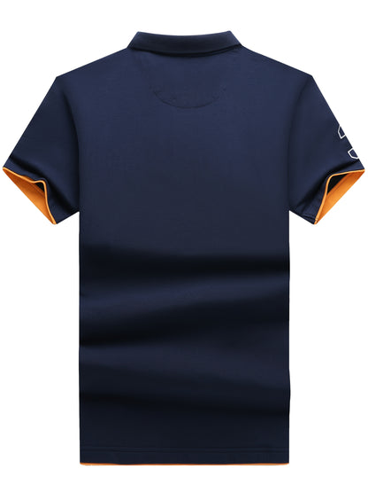 Men'S Short-Sleeve Polo Shirt with 95% And Embroidered Design - ayq