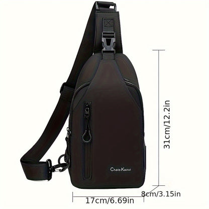1pc CHATEK KAIAO Large Capacity PU Leather Sling Bag - Stylish Multi-Compartment Chest Bag for Travel, Business  School, Black, 36.2cm x 17cm x 8cm, Travel Shoulder Bag   Modern Sling Bag   Durable Zipper Closure