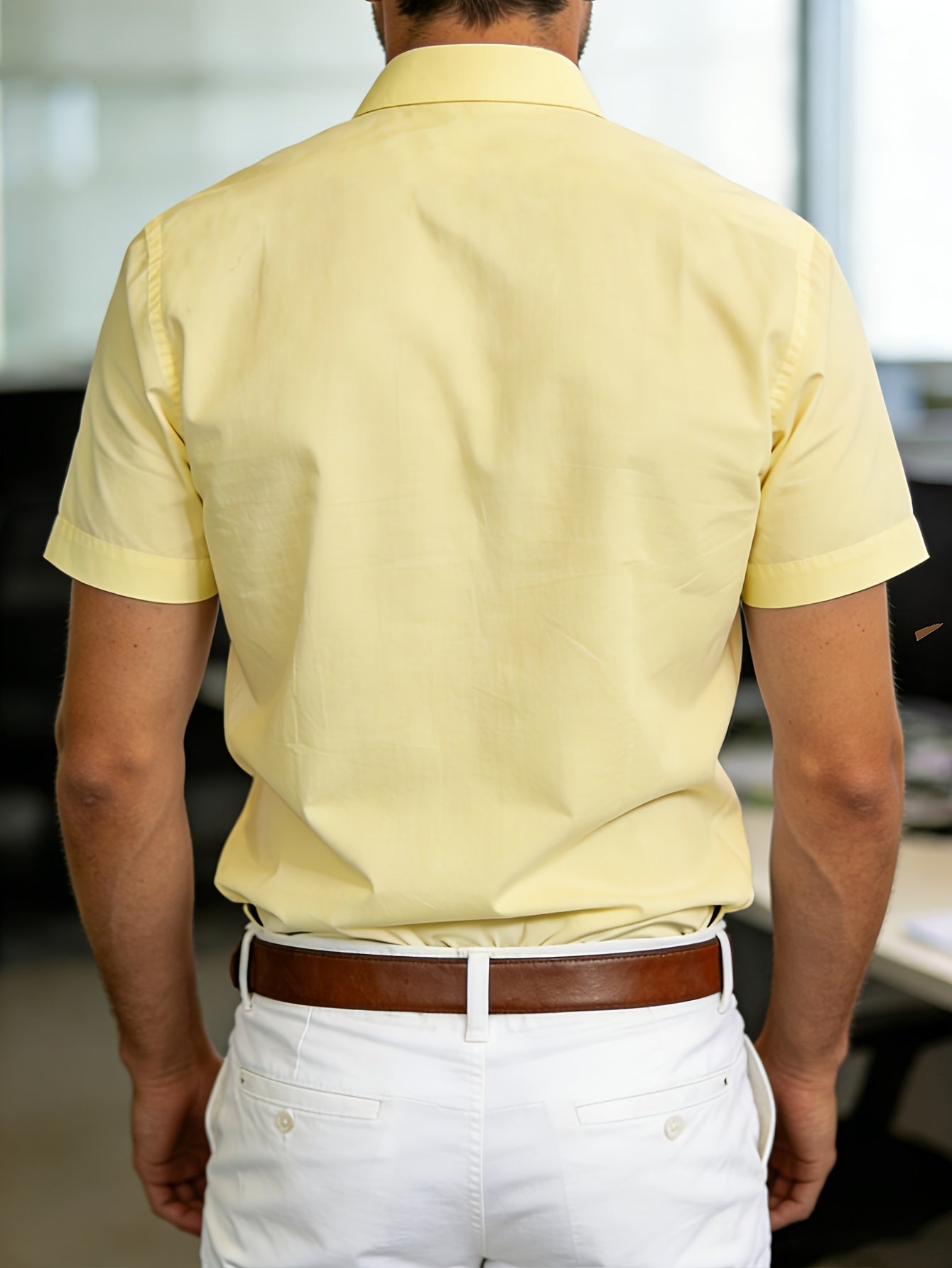 Men's 100% Cotton Short Sleeve Lapel Shirt for Summer