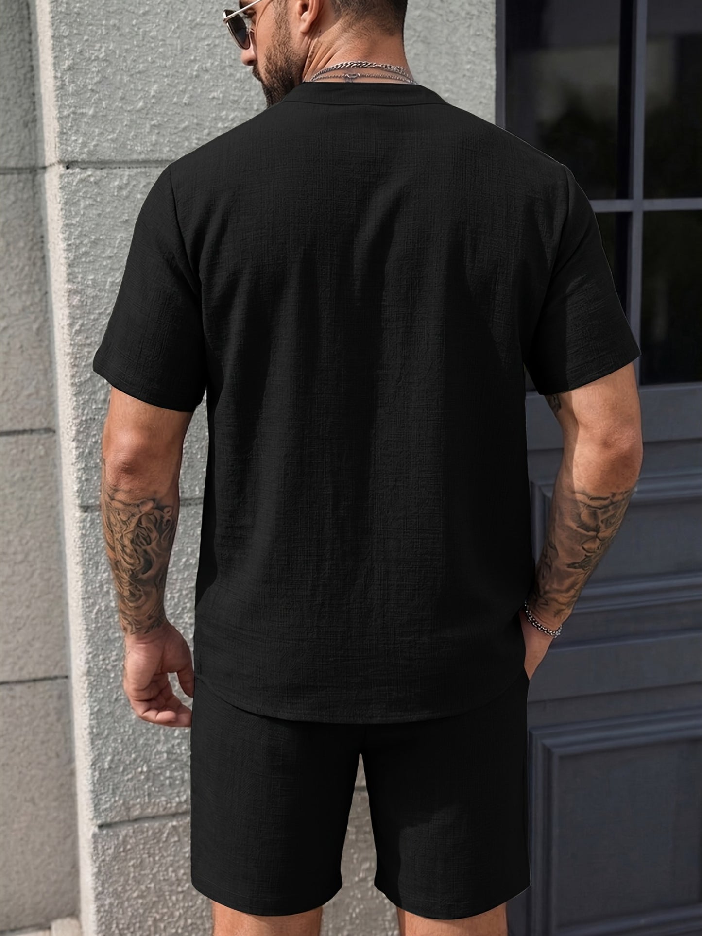 Men's Summer Casual 2-Piece Set Short Sleeve Shirt & Shorts