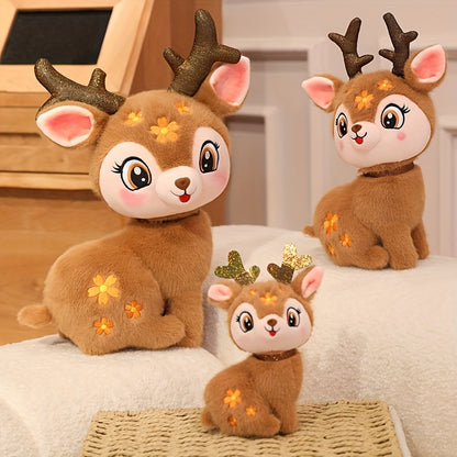 30Cm/11.81In Starry Sika Deer Stuffed Animal Reindeer Elk Ornament with Deer Plush Toy Simulation Beautiful Doll Premium Elegant Birthday Easter Valentine'S Day Present