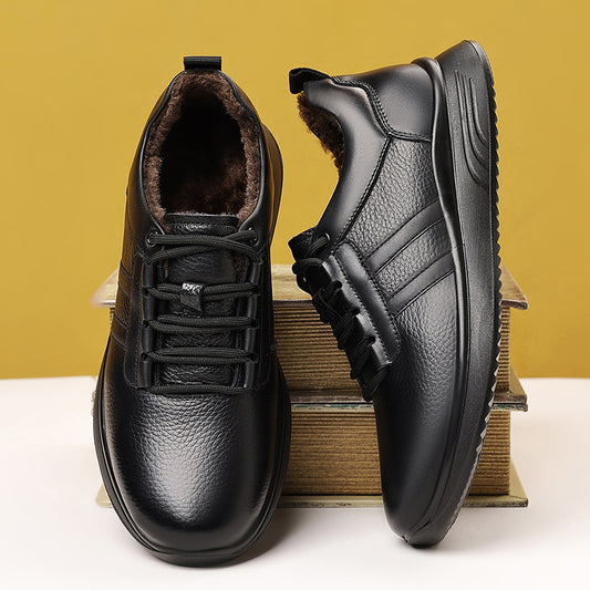 Men's Casual Winter Shoes with Faux Fur Lining and Elastic Laces - ayq
