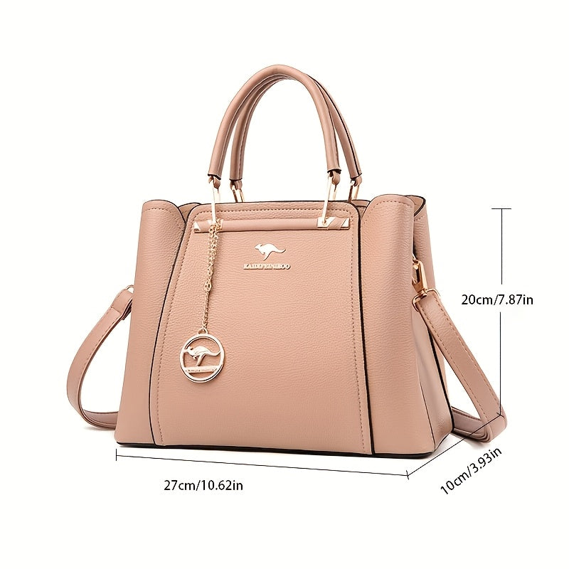 Elegant Women's Fabric Handbag with Metal Accents - Versatile Style