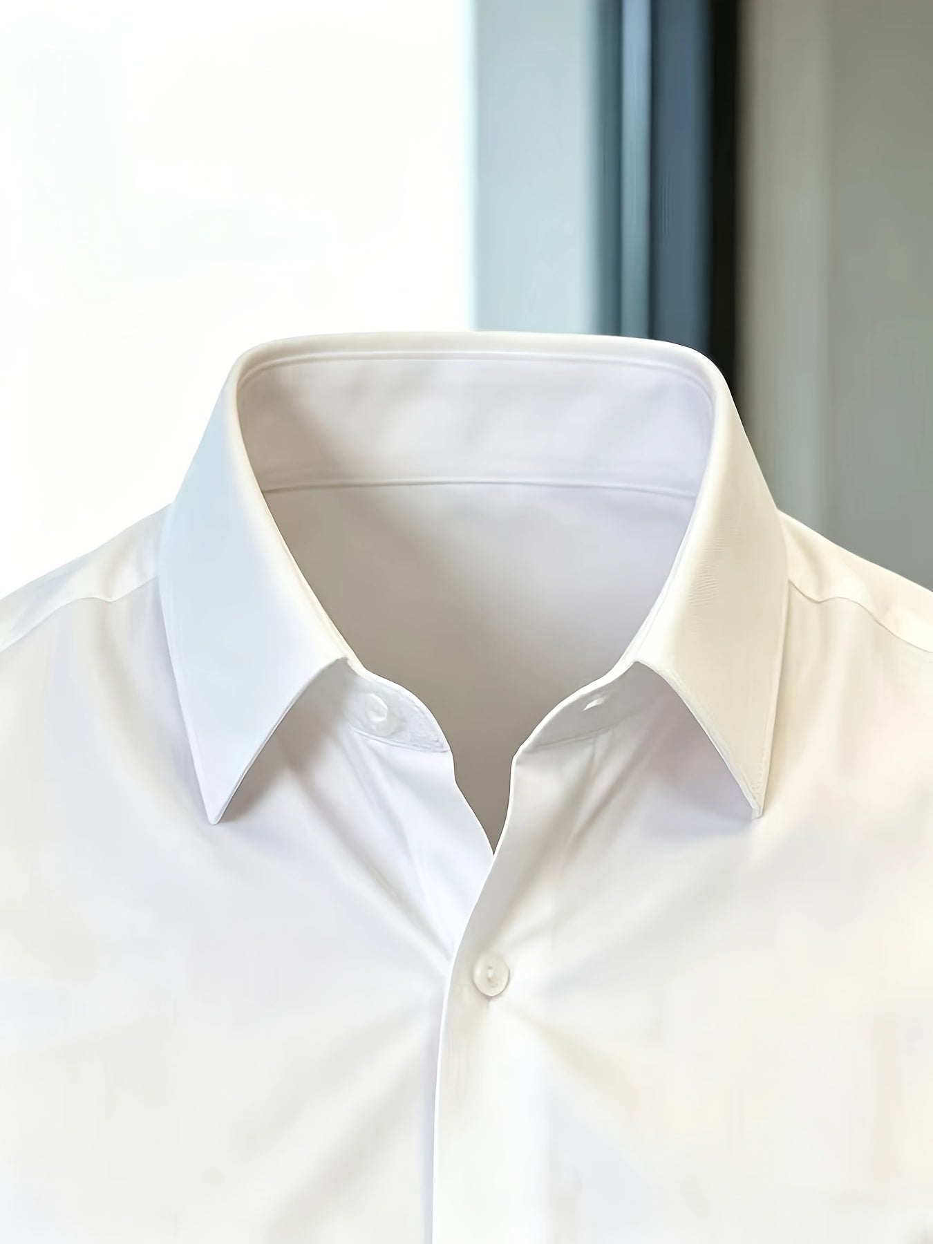 Men's Long Sleeve Business Shirt, Lightweight Breathable Polyester