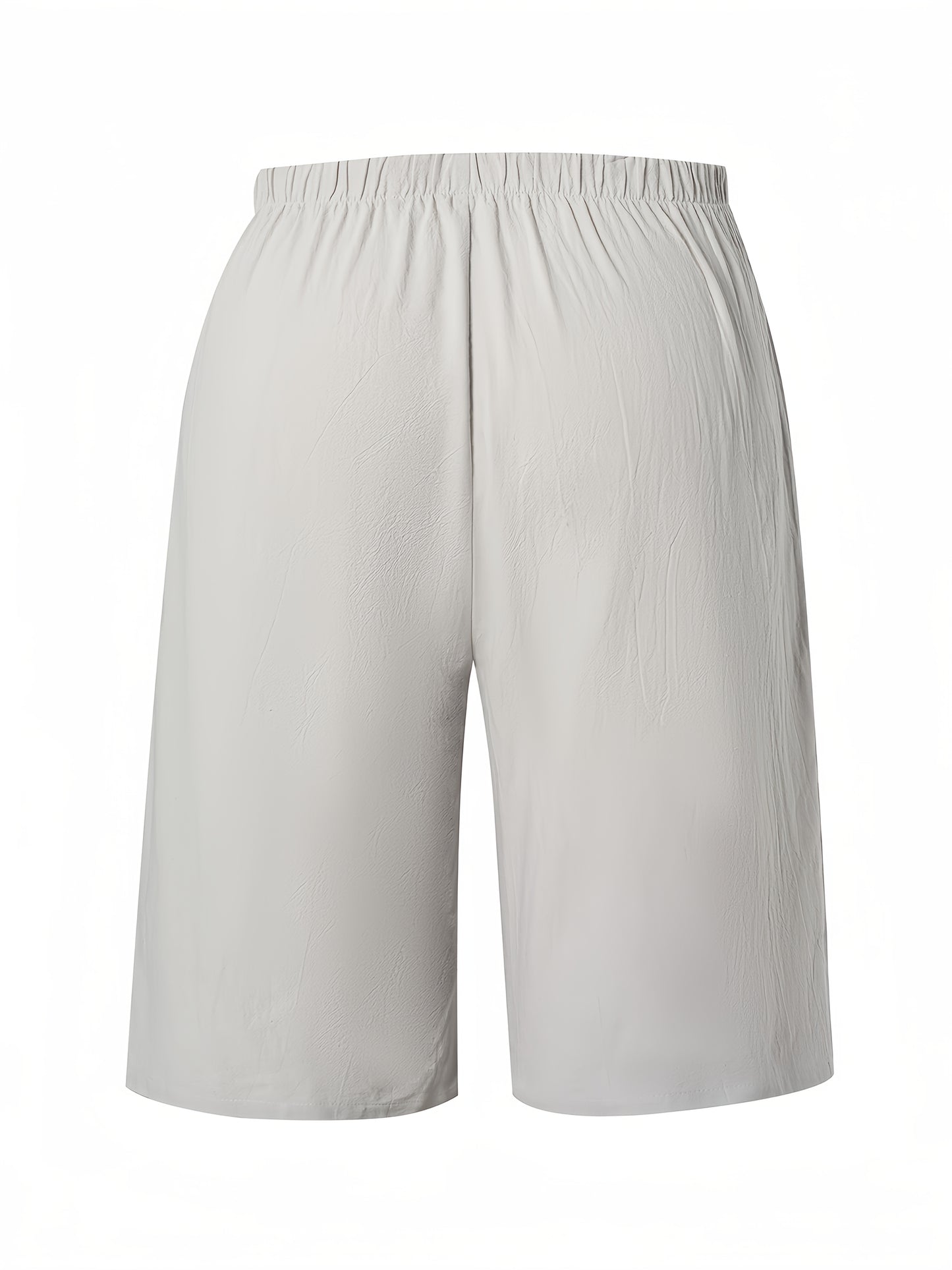 Women's Casual Solid Color Polyester Shorts with Faux Drawstring