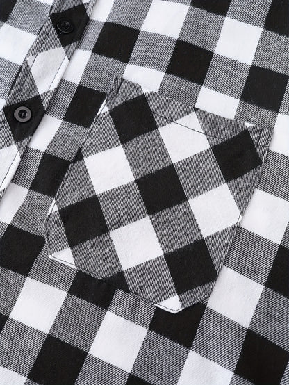 Plaid Shirt Coat For Men Long Sleeve Casual Regular Fit Button Up Hooded Shirts Jacket