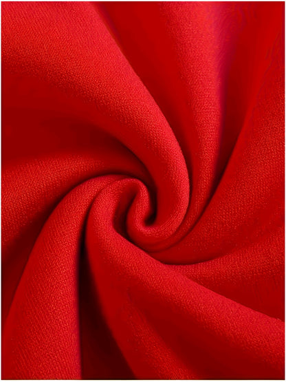 Women's Rich Red Christmas Sweatshirt - Thick Warm Winter Pullover for Holiday Party Outfits, Non-Stretchy Round Neck Sweater, Machine Washable Cold Weather Clothing Gift for Her, Festive Sweater, Santa Hat Design, Soft Textu