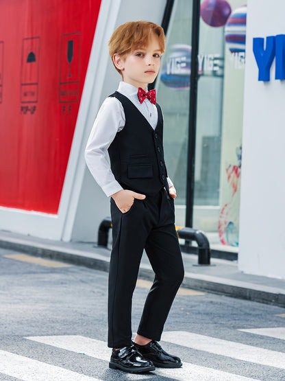 Boys' Formal Vest, Trousers & Bow Tie Suit for Special Occasions