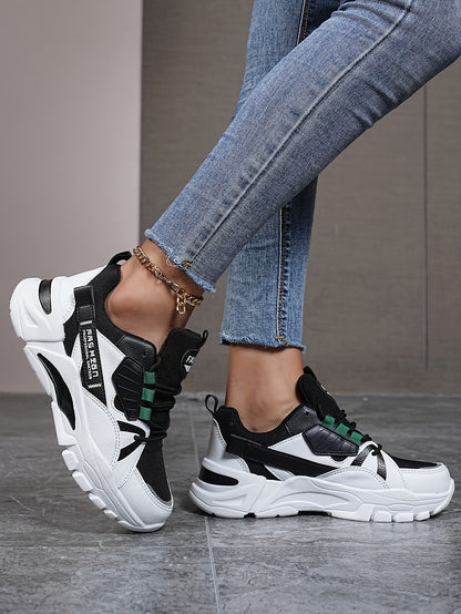 Women's Fashion Sneakers Geometric Pattern Low-Top with EVA Sole, Lace-Up Casual Sports Shoes, Hand-Washable Fabric Inner, All-Season Comfort Footwear with Plain Toe Design