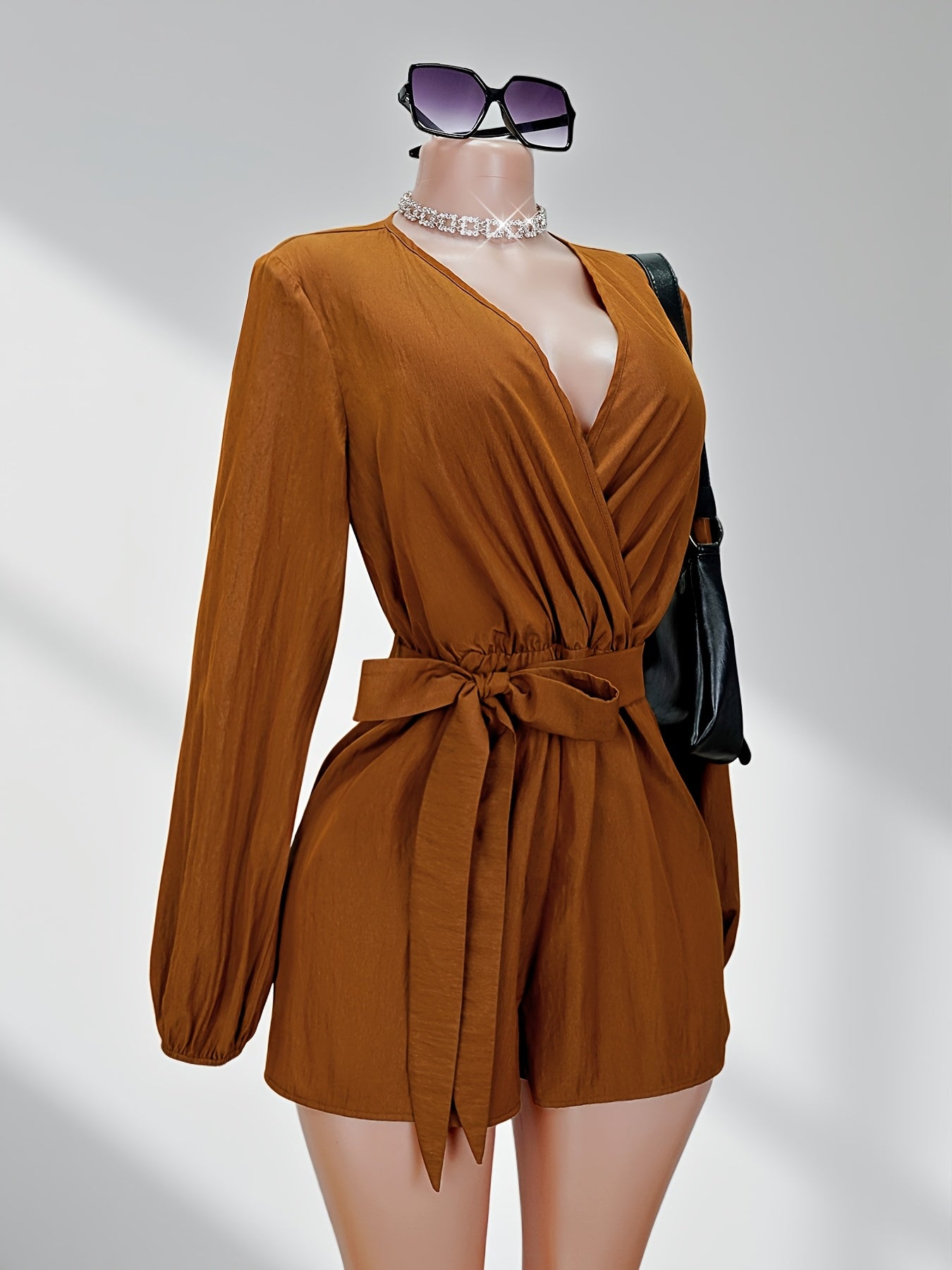 Women's Sexy V-Neck Solid Color Sleeveless Jumpsuit